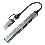 Кард-ридер Type-C/USB-A (3.1) Gembird 5в1: 2xUSB 2.0, USB3.1, SD/TF, кабель 10 см, алюминий, фото10