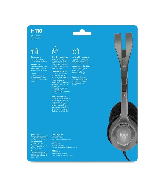 Гарнитура Logitech H110 серебристый, проводная, 3.5 мм