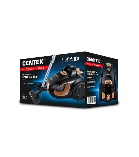 Пылесос Centek CT-2534 черный/бронзовый, 450/2400 Вт, уборка сухая, пылесборник контейнер 2 л