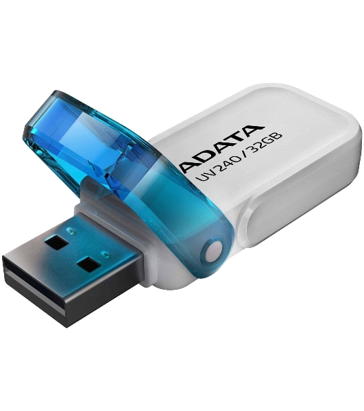 Флешка USB ADATA UV240 (AUV240-32G-RWH), 32Gb, USB 2.0, R/W 15/5, белый/синий