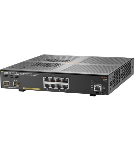 Коммутатор HPE Aruba 2930F 8G PoE+ 2SFP+, 8×1 Гбит/с PoE+ + 2×10 Гбит/с SFP+, управляемый