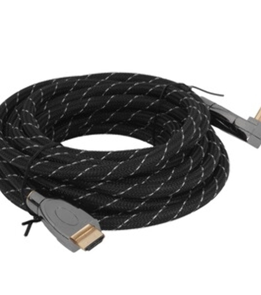 Кабель HDMI Wize WAVC-HDMIRA-5M 5 м., v.2.0b, 19M/19M, 4K/60 Hz 4:4:4, 26 AWG, HDCP 1.4, HDCP 2.2, Ethernet, позол.угловой разъем, экран, черный, пакет