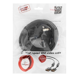 Кабель DVI-D dual link Gembird/Cablexpert, 25M/25M, 1.8м, черный, экран, феррит.кольца, пакет
