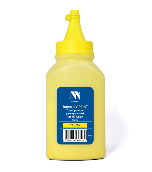 Тонер NVPrint для HP Color универсальный Type2 (60г) Yellow совместимый