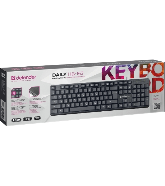 Клавиатура проводная Defender Daily HB-162, USB, черный