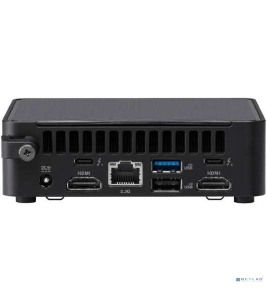 Платформа системного блока Nettop ASUS NUC Model: NUC14RVH, Intel Core 3 Processor 100U, 2xDDR5-5600 SO-DIMM supp, Intel Graphics, Wi-Fi 6E AX211, BT v5.3, 3xUSB 3.2 Gen2, 1xUSB 2.0, 1xUSB 3.2 Gen2 Type-C + 2xT-bolt 4 Type-C w/DP 1.4, 2xHDMI 2.1, 1xRJ45 LAN, 1xDC-in, Supp: 128Gb~4TB M.2 2280 NVMe PCIe 4.0 x 4 SSD+128Gb~1TB M.2 2242 NVMe PCIe 4.0 x 4 SSD+128Gb~4TB 2.5' SATA SSD/HDD, 19VDC, 4.74A, 90W Adapter, W/O OS, ASUS LOGO, черный