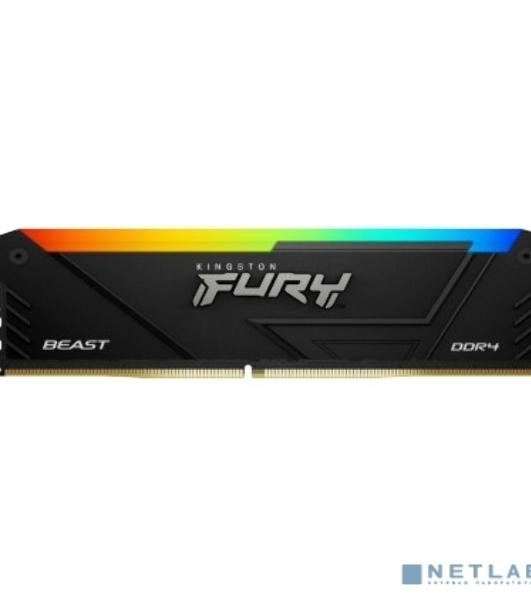 Оперативная память Kingston Fury Beast, DDR4, 32GB (2x16GB), 3200MHz, CL16, DIMM, с радиатором, RGB, черный