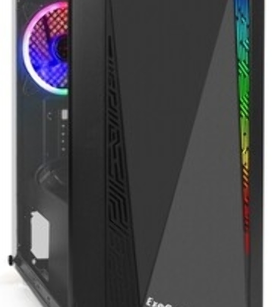 Компьютерный корпус Minitower ExeGate Mistery R2-NPX450 (mATX, БП 450NPX с вент. 12 см, 2*USB+1*USB 3.0, аудио, черный, 1 вент. 12см с RGb подсветкой и полоса на передней панели, боковая панель - закаленное стекло)