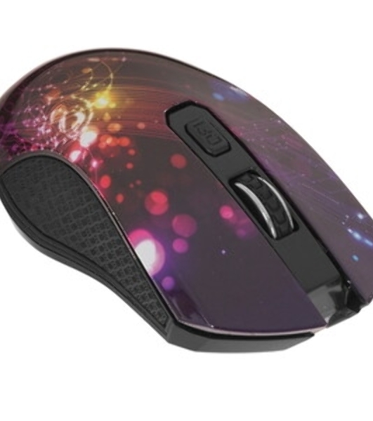 Мышь беспроводная Qumo Fractal M25 черный, 1600 dpi, радиоканал, USB, кнопки - 4