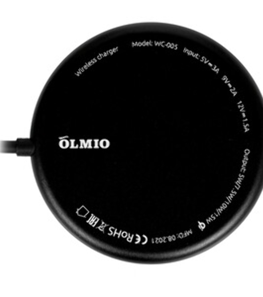 Беспроводное зарядное устройство OLMIO MagCharge, QI, 15W, черное