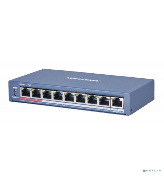 Коммутатор Hikvision DS-3E0109P-E(C), 8×100 Мбит/с PoE + 1×100 Мбит/с, неуправляемый