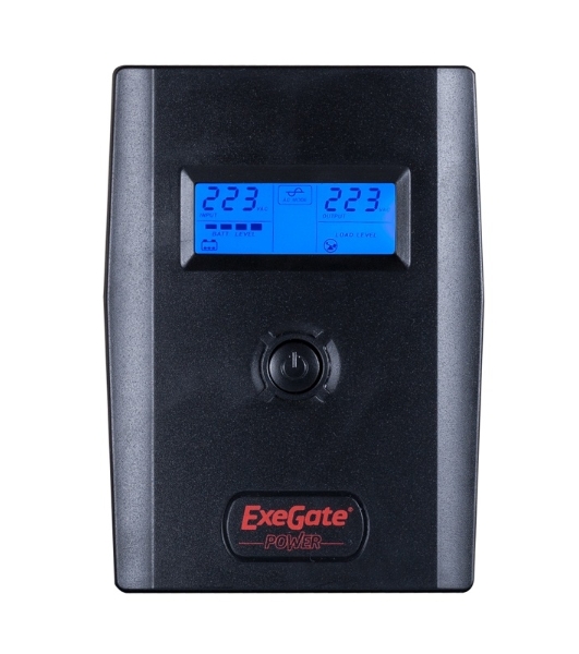 Источник бесперебойного питания ExeGate Power Smart ULB-800 LCD 800VA, черный, 2 евророзетки, USB