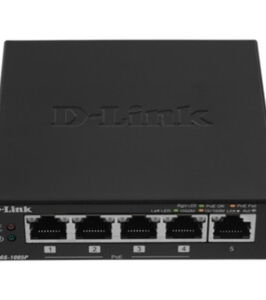 Коммутатор D-Link DGS-1005P/B3A, 5×1 Гбит/с, неуправляемый