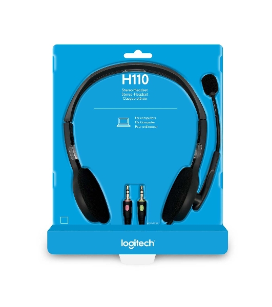 Гарнитура Logitech H110 серебристый, проводная, 3.5 мм