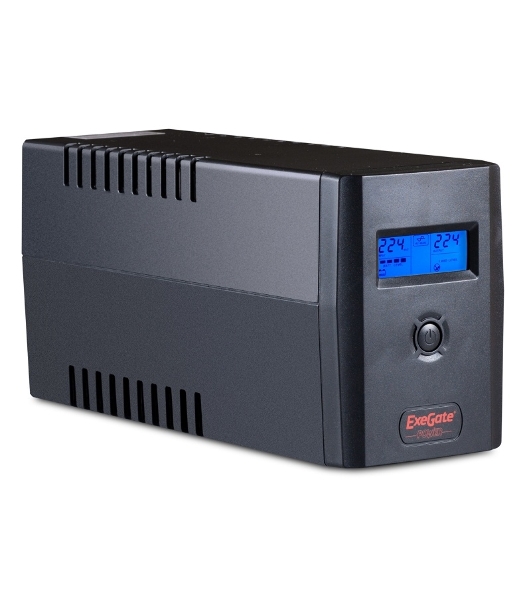 Источник бесперебойного питания ExeGate Power Smart ULB-800 LCD 800VA, черный, 2 евророзетки, USB