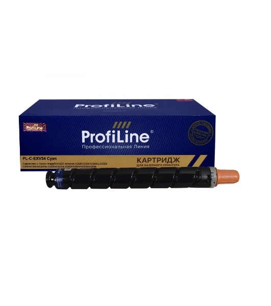 Картридж ProfiLine PL-C-EXV34 для принтеров Canon imageRUNNER Advance C2020/C2020i/C2020L/C2025/C2025i/C2030i/C2030L/C2220i/C2220L/C2225/C2225i/C2230/C2230i Голубой 19000 копий