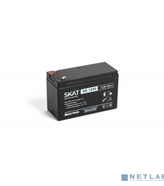 Батарея для ИБП свинцово-кислотная SKAT SB 1209 тип AGM 12V 9А·ч I зар. 2,7 А (ножевые клеммы, гарантия - 18 месяцев) (2540)