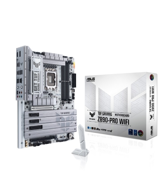 Материнская плата ASUS TUF GAMING Z890-PRO WIFI, LGA 1851, Intel Z890, 4xDDR5, 4xSATA, 4xM.2, 1xPCIe 5.0 x16, 1xPCIe 4.0 x4, 2xPCIe x1, 1xHDMI, 1xDP, 2xUSB-C Thunderbolt 4, 6xUSB-A 10Gbps, 1x 2.5Gb LAN, 5x3.5 мм, 7.1, ATX