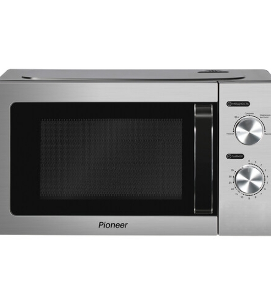 Микроволновая печь Pioneer MW212M серебристый/черный, 20 л, 700 Вт, переключатели - поворотный механизм