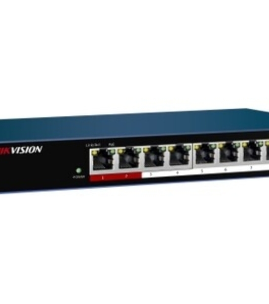 Коммутатор Hikvision DS-3E0109P-E(C), 8×100 Мбит/с PoE + 1×100 Мбит/с, неуправляемый
