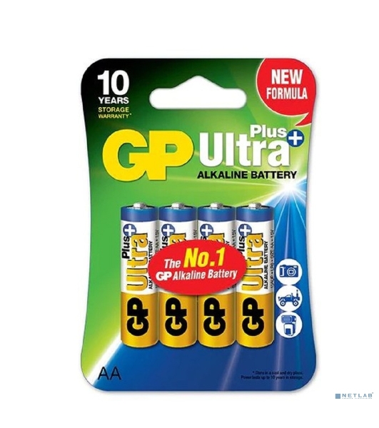 Алкалиновые батарейки c технологией G-tech GP Ultra Plus Alkaline 15А AА - 4 шт. на блистере
