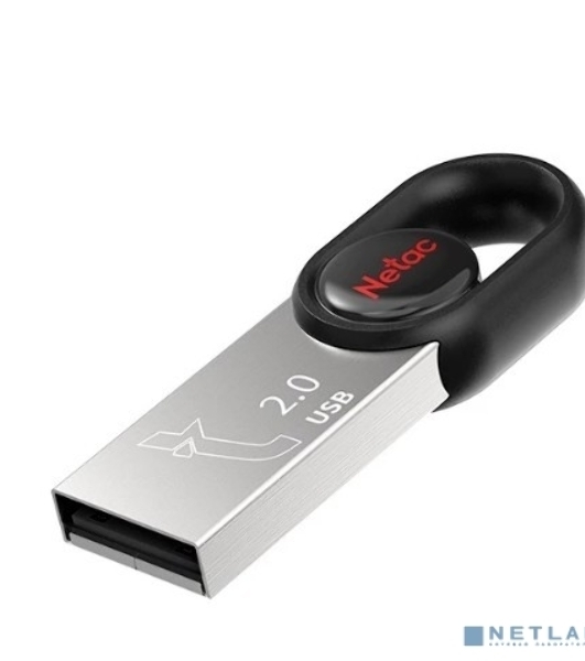 Флешка USB Netac UM2 (NT03UM2N-032G-20BK), 32Gb, USB 2.0, R/W 100/40, серебристый/черный