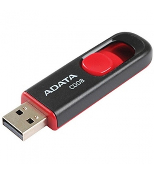 Флешка USB ADATA Classic C008 (AC008-16G-RKD), 16Gb, USB 2.0, R/W 30/6, черный/красный