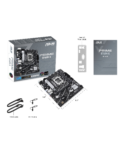 Материнская плата ASUS PRIME B760M-K, LGA 1700, Intel B760, 2xDDR5, 4xSATA, 2xM.2, 1xPCIe 4.0 x16, 2xPCIe x1, 1xHDMI, 1xVGA, 1x 2.5Gb LAN, 2xUSB-A 3.2 Gen 1, 2xUSB-A 2.0, 3x3.5 мм, 7.1, mATX