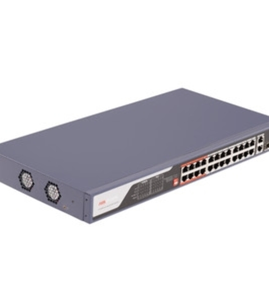 Коммутатор Hikvision DS-3E0326P-E(C), 24×1 Гбит/с PoE + 2×1 Гбит/с Combo (RJ45/SFP) + 2×1 Гбит/с SFP, неуправляемый