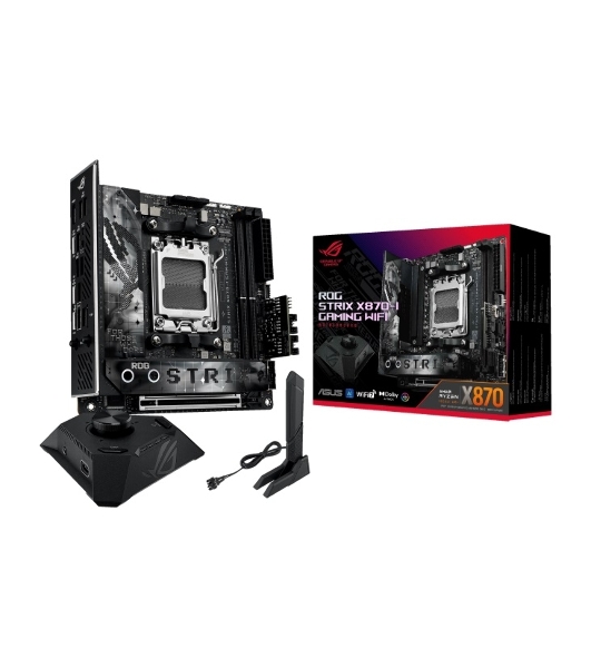 Материнская плата ASUS ROG STRIX X870-I GAMING WIFI, AM5, AMD X870, 2xDDR5, 2xSATA, 2xM.2, 1xPCI-E 5.0 x16, 1xHDMI, 2xUSB-C USB4, 1xUSB-C 10Gbps, 4xUSB-A 10Gbps, 1x 2.5Gb LAN, 2x3.5 мм, Mini-ITX