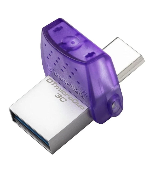 Флешка USB Kingston DataTraveler microDuo 3C (DTDUO3CG3/256GB), 256Gb, USB 3.2 Gen 1/Type-C, R/W 200/15, фиолетовый