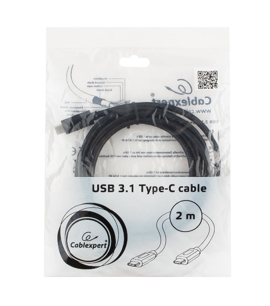 Кабель USB Cablexpert CCP-USB3.1-CMCM-2M, USB3.1 Type-C/USB3.1 Type-C, 2м, пакет
