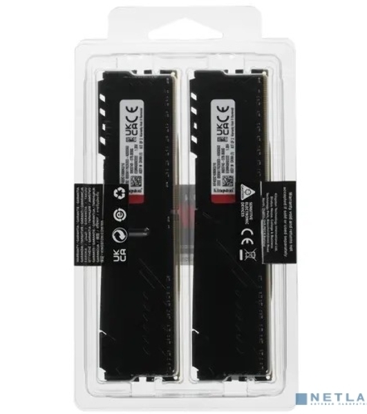 Оперативная память Kingston Fury Beast, DDR4, 16GB (2x8GB), 3200MHz, CL16, DIMM, с радиатором, черный