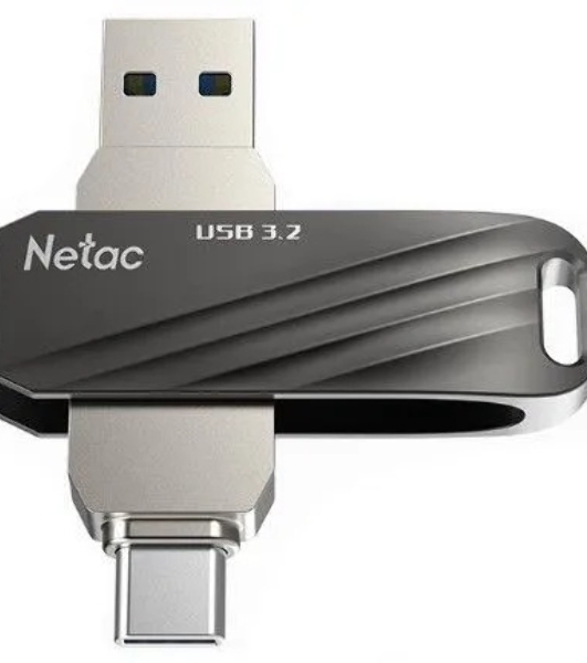 Флешка USB Netac US11 черный 64Gb USB Type-A + USB Type-C, metal/plastic case