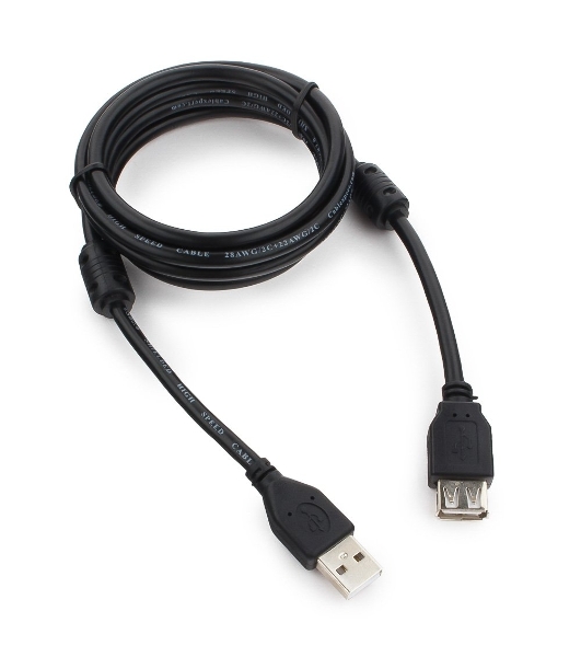 Кабель Cablexpert USB2.0 Pro CCF2-USB2-AMAF-6, AM/AF, 1.8м, экран, 2феррит.кольца, черный, пакет