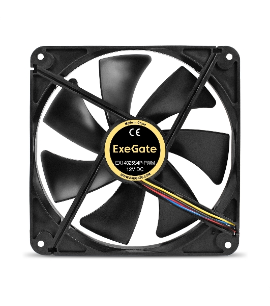 Вентилятор для корпуса ExeGate EX14025S4P-PWM черный, 140 мм, 1200 об/мин, 24 дБ, 4 pin