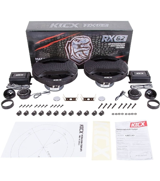 Колонки автомобильные Kicx RX 6.2 4Ом 16см (6.5дюйм) (ком.:2кол.) компонентные двухполосные