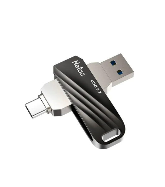Флешка USB Netac US11 черный 64Gb USB Type-A + USB Type-C, metal/plastic case