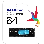 Флешка USB ADATA UV220 (AUV220-64G-RBKBL), 64Gb, USB 2.0, R/W 15/5, черный/голубой, фото 1