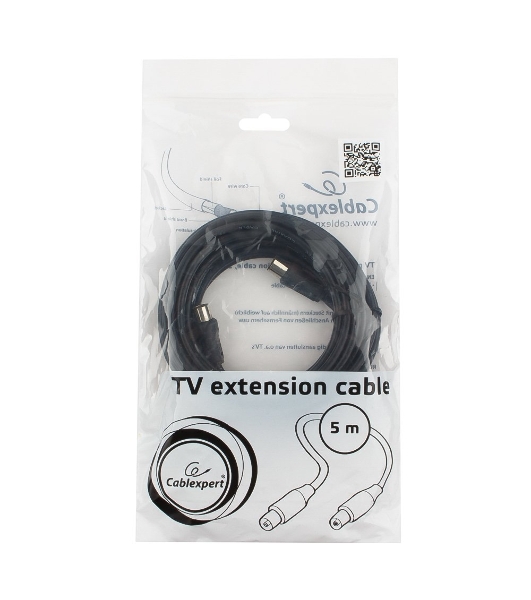 Кабель телевизионный Cablexpert, CCV-515-5M, Coaxial M/F, 5м