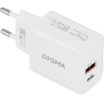 Сетевое зарядное устройство Digma DGW2D 20W 3A+1A (PD+QC) USB-C/USB-A универсальное белый, фото3