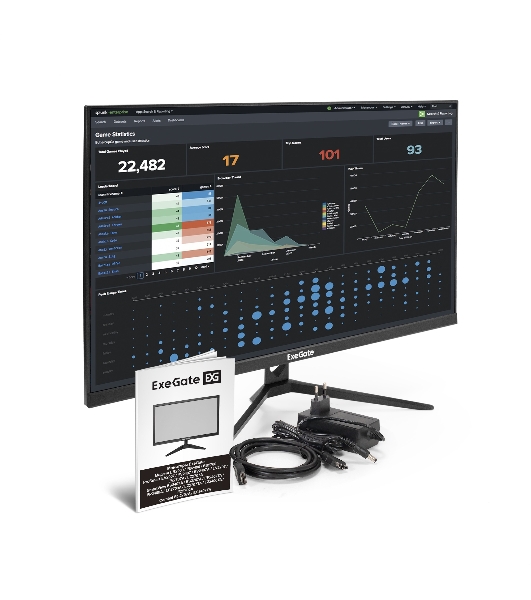 Монитор 27' ExeGate SmartView EZ2707A IPS 1920x1080, 75 Гц, 5 мс, 16:9, 250 кд/м2, 1xHDMI, 1xVGA, 1x3.5 мм, черный