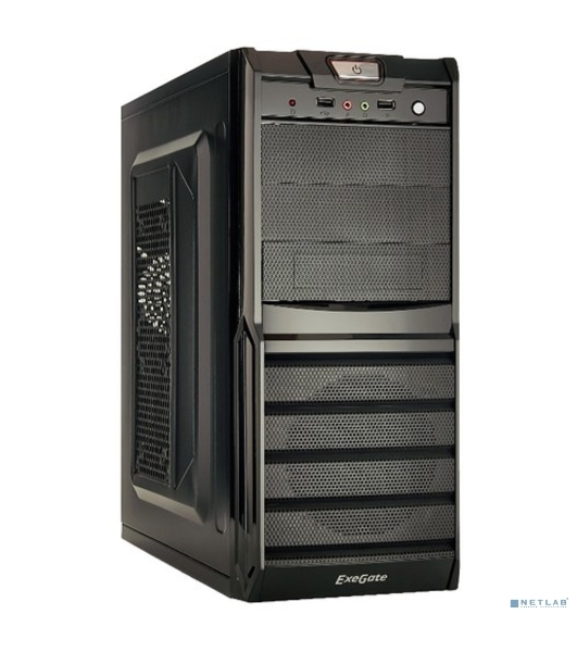Компьютерный корпус ExeGate EX278402RUS Miditower ExeGate XP-329S Black, ATX, (без БП), 2хUSB, Audio