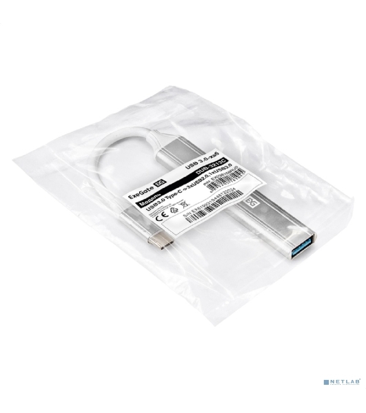 USB-концентратор 4-в-1 ExeGate DUB-3213C (кабель-адаптер USB3.0 Type-C --> 3xUSB2.0, 1xUSB3.0, Plug&Play, серебристый)