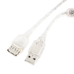 Кабель-удлинитель USB2.0 Pro Cablexpert CCF-USB2-AMAF-TR-6, AM/AF, 1,8м, экран, 2феррит.кольца, прозрачный, пакет, фото5