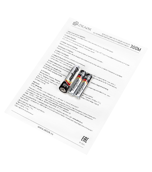 Комплект клавиатура+мышь Oklick 300M беспроводной, USB, 1600 DPI, серый/чёрный
