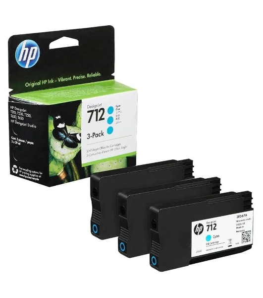Картридж струйный HP 712 3ED77A голубой x3упак. (29мл) для HP DJ Т230/630