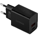 Сетевое зарядное устройство Digma DGW2D 20W 3A+1A (PD+QC) USB-C/USB-A универсальное черный, фото3