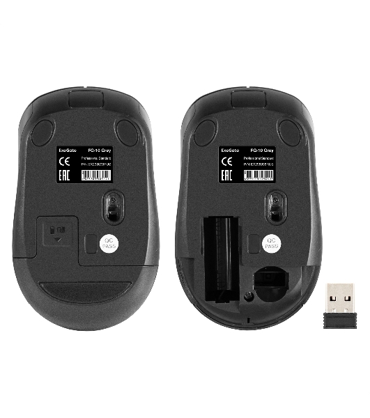 Мышь беспроводная ExeGate Professional Standard FG-10 черный, 1200 dpi, радиоканал, USB, кнопки - 4