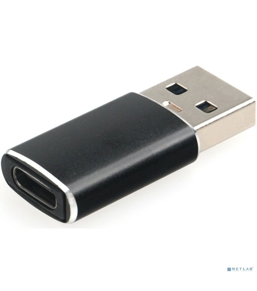 Переходник USB3.1 Cablexpert A-USB3.1-AMCF, AM/Type-C(F), 5 Гбит/с, QC3.0, метал.корпус, Pro, черный, пакет
